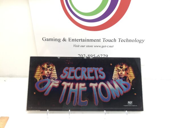 Secrets of the tomb - IGT Double Diamond Belly Glass. 20.25" x 9.5". GETT Part BellyGlass100 gaming and entertainment technology.