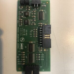 A green IGT PCB RS232 Daughter Board with a number of electronic components on it, - IGT Part 75402300. GETT Part DB104.