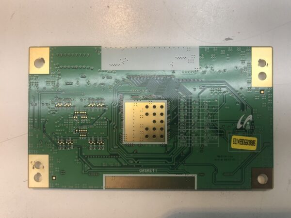 A green TCon board for Samsung LCD Model 230W2C4LV2.1 LCD TV Control Module 23" LCD. Part # 230w2c4lv2.1 GETT Part TCon108 on a table.