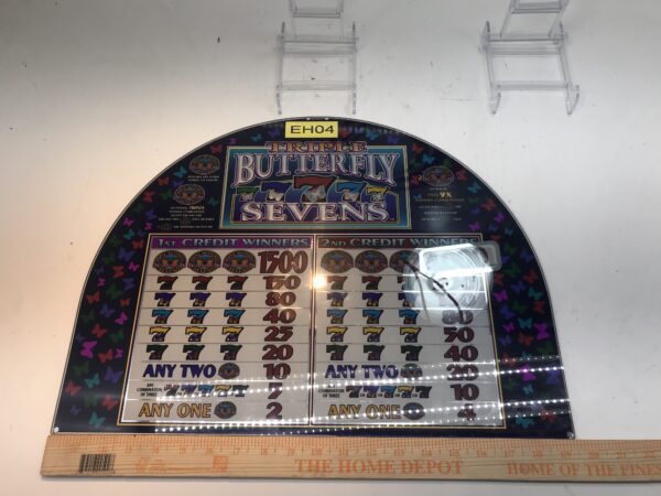 Butterfly ravens IGT Double Diamond Belly Glass. 20.25" x 9.5". GETT Part BellyGlass100 slot machine.