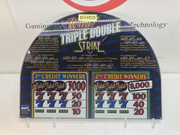 A display of a IGT Double Diamond Belly Glass. 20.25" x 9.5". GETT Part BellyGlass100 slot machine.