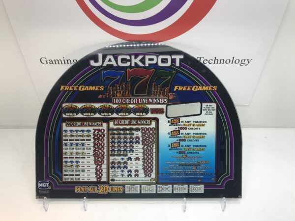 A display of the IGT Double Diamond Belly Glass with the word jackpot on it.