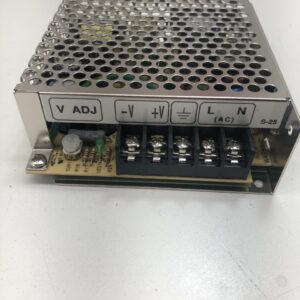 A small 12V Power Supply for use with PalTronics Progressive Jackpot Systems and Related parts on a table. MW brand, Part # S-25-12. GETT Part PAL107.