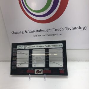 A sign that says Reel Glass for Bally 3 Reel, 5 Line game. Features Credit meter insert windows. Glass Only. GETT Part ReelGlass113 gaming and entertainment technology.
