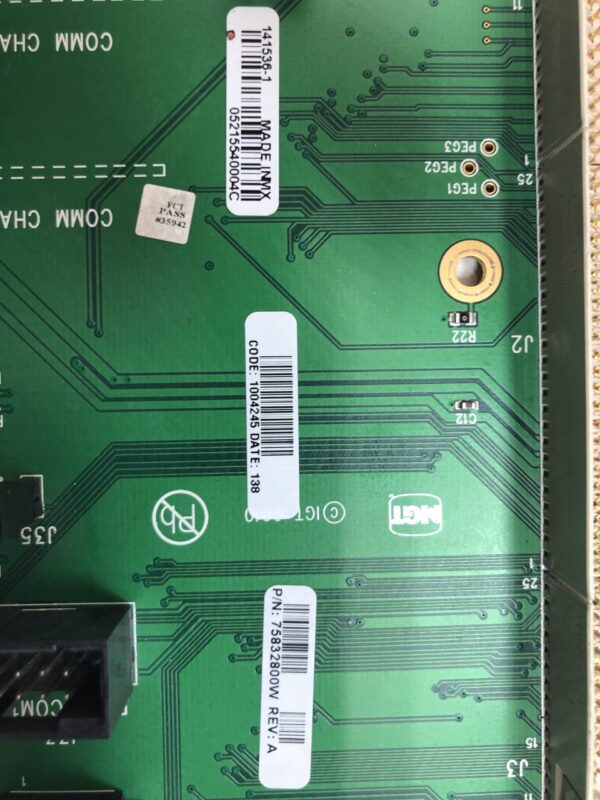 A close up of the IGT G20,G22,G23 BACKPLANE BOARD. IGT Part 75832800w rev A. GETT Part BPLN220.