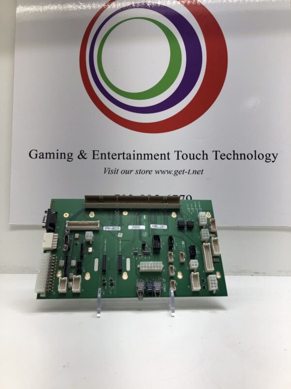 A IGT G20,G22,G23 BACKPLANE BOARD in front of a sign.