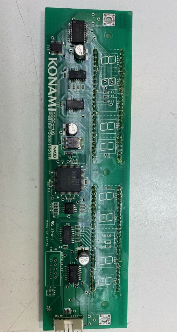 Power Control Board for Konami Gaming, Konami Part GG9P1 Interface  Buttons/Door/7 Segment Board. GETT Part PCB114