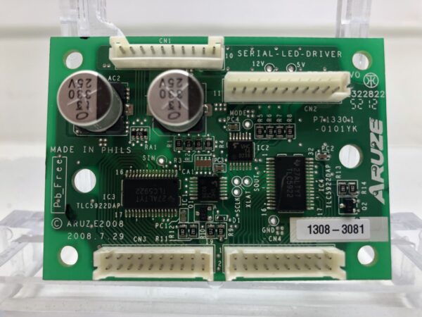 A Serial LED Driver Board with a number of components on it.