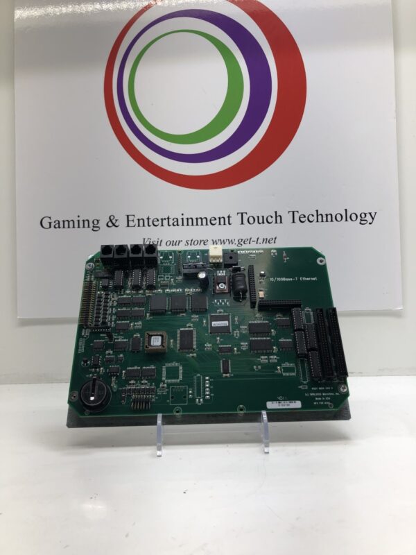 A Bally Iview 1.0 player tracking unit board in front of a sign.