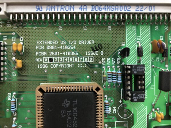 A close up of a Power Control Board Assembly (PCBA), for Aristocrat Mav 5. Aristocrat Part PCBA2501-410355. GETT Part PCBA109.