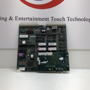 A Slot CPU Board with piggyback memory and On Board Game Dongle Farm. WMS Part 5779-13910-03. GETT Part CPU192 with the words entertainment and touch technology on it.