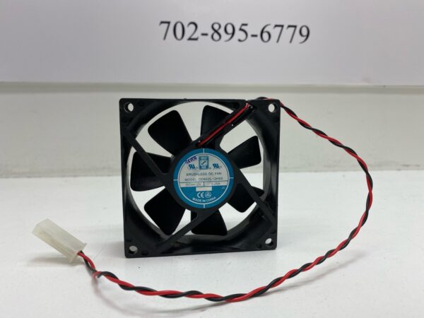 A small 12V x .25A Cooling Fan with wires attached to it. Orion Fans Part OD8025-12HSS. GETT Part Fan263.