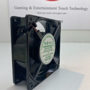 A 120V x .20 Amp. Commonwealth Part FP-108-1 120V 18W Cooling Axial Fan NEW with a logo on it. GETT Part Fan252.
