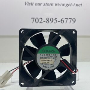 A 24V x 1.8W Cooling Fan with a wire attached to it.