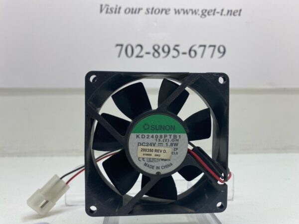 A 24V x 1.8W Cooling Fan with a wire attached to it.
