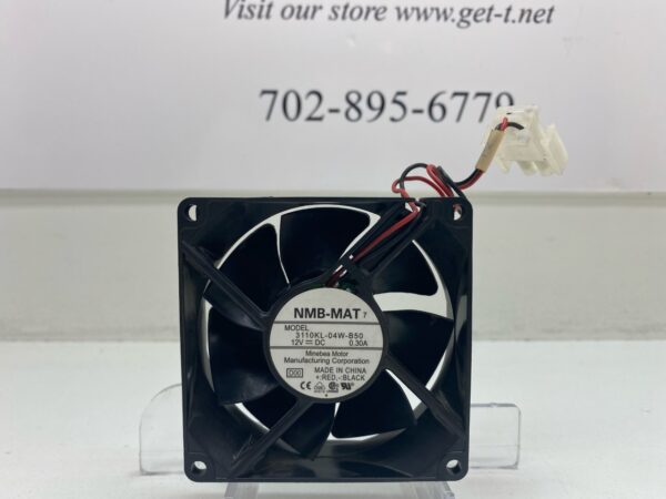 A .12V x .30A Cooling Fan with wires attached to it.