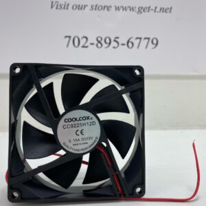 A 12V x .15A Cooling Fan with a wire attached to it.