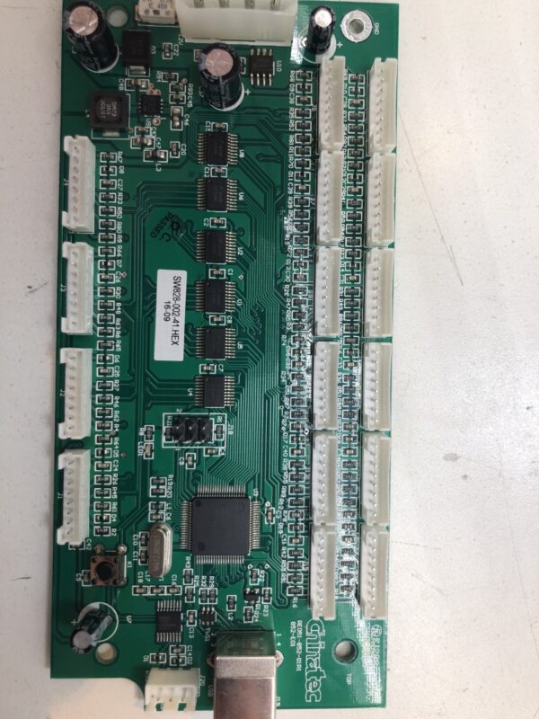 A Power Distribution Board, China Tec Brand. China Tec Part # re051-852-01r1. GETT Part PDB117 with a lot of electronics on it.