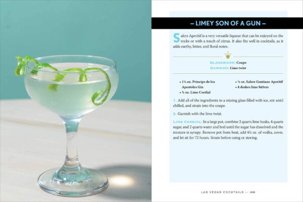 A Las Vegas Cocktails: Over 100 Recipes Inspired by Sin City (City Cocktails) Hardcover book with a drink in it.