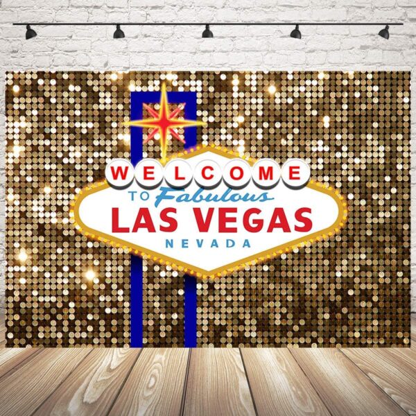Welcome to Las Vegas Backdrop 7x5ft Welcome to Fabulous Las Vegas Birthday Photo Backdrops Casino City Night Poker Photography Studio Background. GETT Part CQD102.