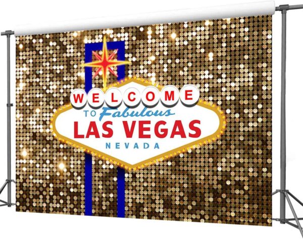 Welcome to Las Vegas Backdrop 7x5ft Welcome to Fabulous Las Vegas Birthday Photo Backdrops Casino City Night Poker Photography Studio Background GETT Part CQD102.