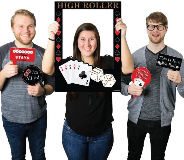 High roller Big Dot of Happiness Las Vegas - Casino Themed Party Selfie Photo Booth Picture Frame & Props - Printed on Sturdy Material. GETT Part CQD112.