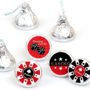 Las Vegas - Casino Party Round Candy Sticker Favors - Labels Fit Hershey’s Kisses (1 Sheet of 108) themed hershey kisses.