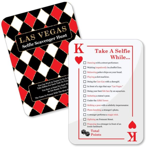 Las Vegas - Selfie Scavenger Hunt - Casino Party Game - Set of 12 selfie checklist.