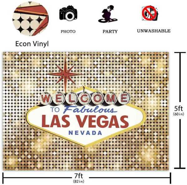 Las vegas Casino Backdrop Fabulous Poker Birthday Luxury Prom Party Supplies Favors Banner Decoration Vintage Photography Background Photobooth Prop 7x5FT. GETT Part CQD121. welcome sign.
