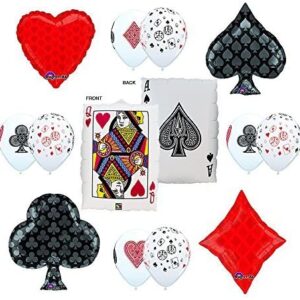 CASINO NIGHT 13pc Party Balloon decorations theme with cards and hearts.