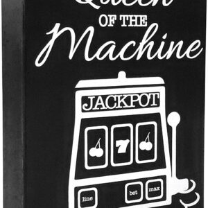 Queen of the Casino Jackpot Slots Inspired Wood Gift Sign | Queen of the Machine | Slot Machine Keepsake Decoration for Casino Lovers. GETT Part CQG102 Wall Art.