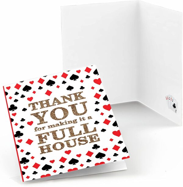 A Las Vegas - Casino Party thank you card that says thank you for being a full house.
