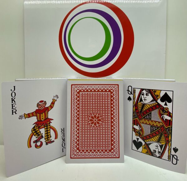 A Giant Jumbo Deck of Big Playing Cards Fun Full Poker Game Set with a logo on them.
