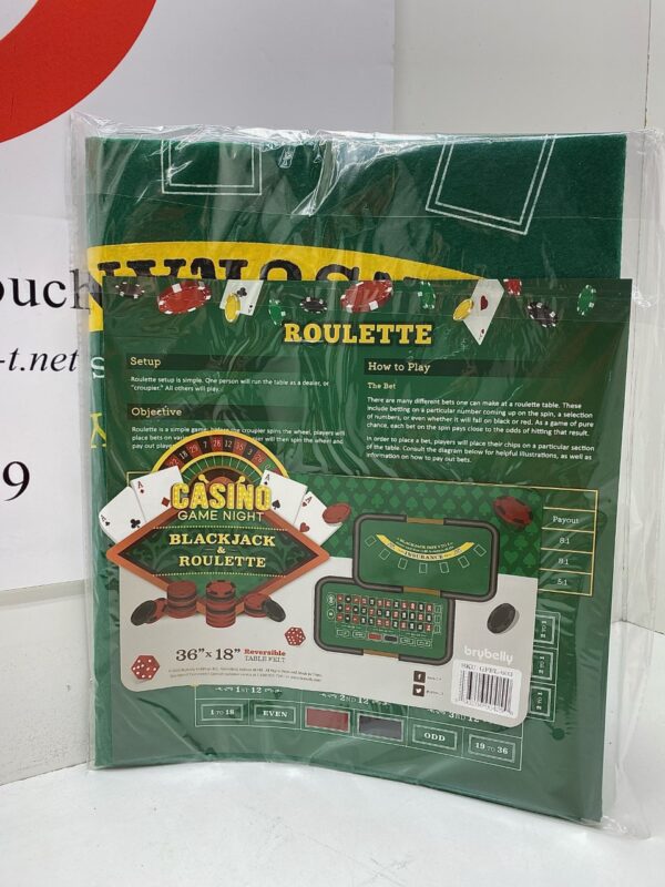 A package of Blackjack and Roulette Table Felt with a logo on it.
