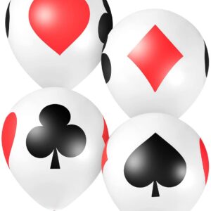 Four 12 Inch Casino Card Night Latex Balloons with hearts and spades.
