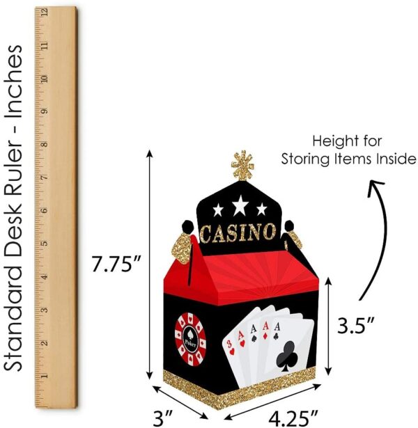 A Big Dot of Happiness Las Vegas - Treat Box Party Favors - Casino Party Goodie Gable Boxes - Set of 12 is shown next to a ruler.