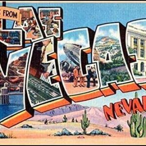 Greeting from 3x5 inch Vintage Greetings from LAS Vegas Sticker (Old Postcard Art Nevada nv) Vinyl Decal Sticker Car Waterproof Car Decal Bumper Sticker.