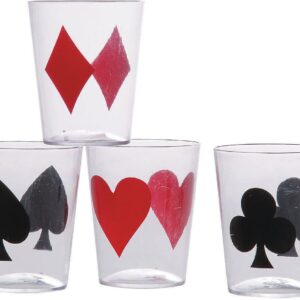 Four Casino Card Suit Shot Glasses with playing cards on them were displayed.