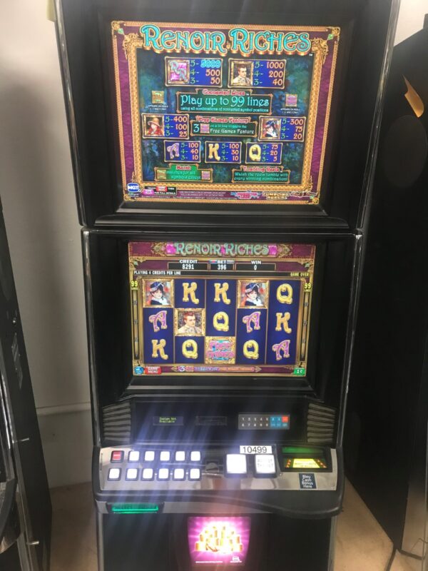 Two slot machines in a store.