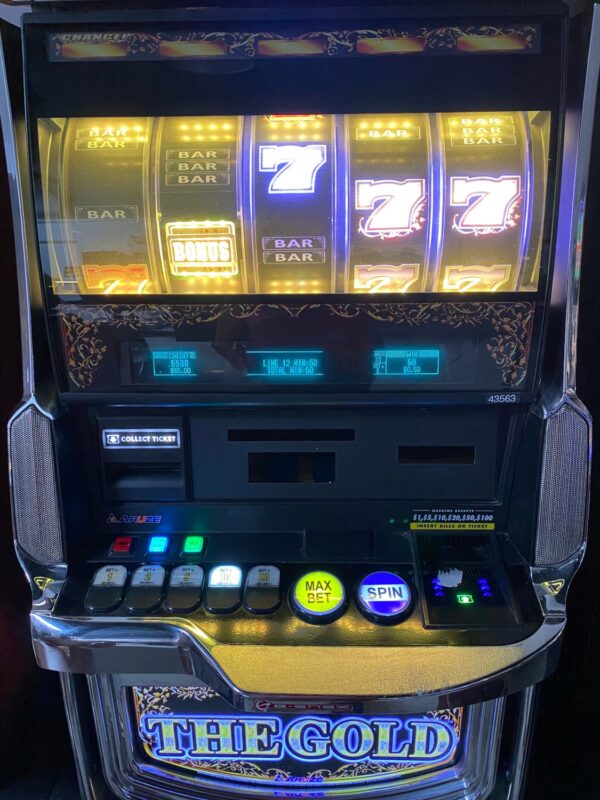 The gold slot machine.