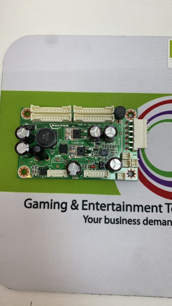 A gaming and entertainment Inverter for KORTEK LED Monitor business card with a logo on it.