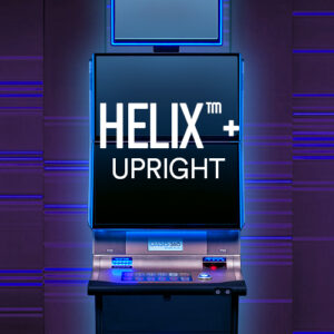 A machine with the words PCap Touch System for Betting deck of Helix + or Edge X Game. Touch controller included. TMD Brand, Part TPC118F-V2GC upright on it.