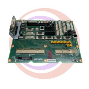 A computer board with a number of Konami K2V Video Slot Machine Backplane 490811F K3-IFB2. GETT Part BPLN252 components on it.