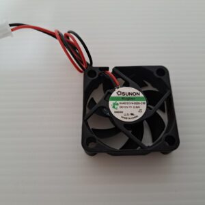 A small Fan for LCD or PC Unit. Sunon Brand. 12V x .8w. GETT Part Fan279 on a white surface.