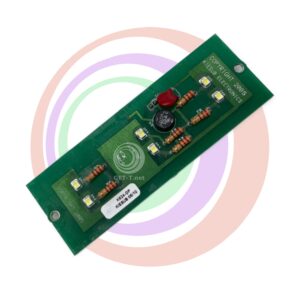 A green circuit board with a red light on it, designed as the Kiesub Electronics. K624-DP LED Replacement Board for Display Panel on Bally 6000. GETT Part LEDBoard101.