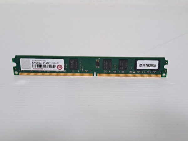 A PCB for use with IGT Games. Extra Memory, DDR2 800 RAM, 2GB, 240DIMM. IGT Part 76829990W. GETT Part PCB126 on a white surface.