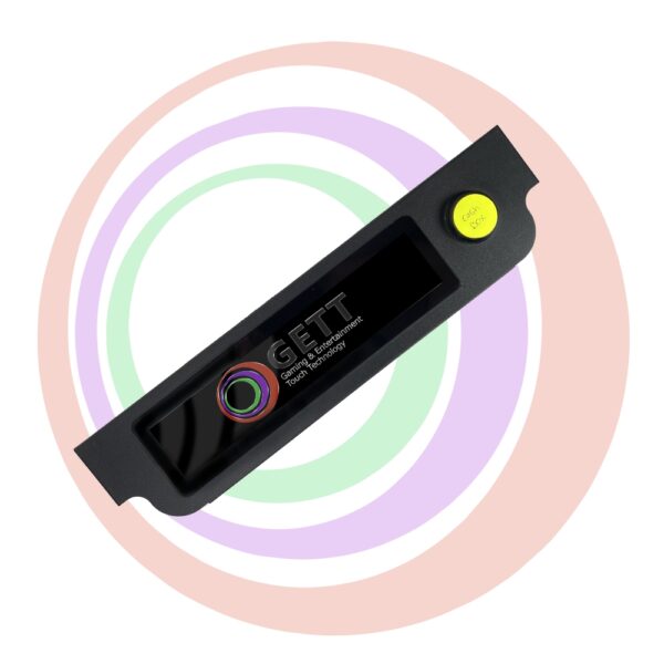 A black and yellow ink cartridge on a circular backgroundIDECK FOR INCREDIBLE TECHNOLOGIES WITH PLAY BUTTON...LQC19AP30DMTB4 TATUNG.. GETT Part BP178.