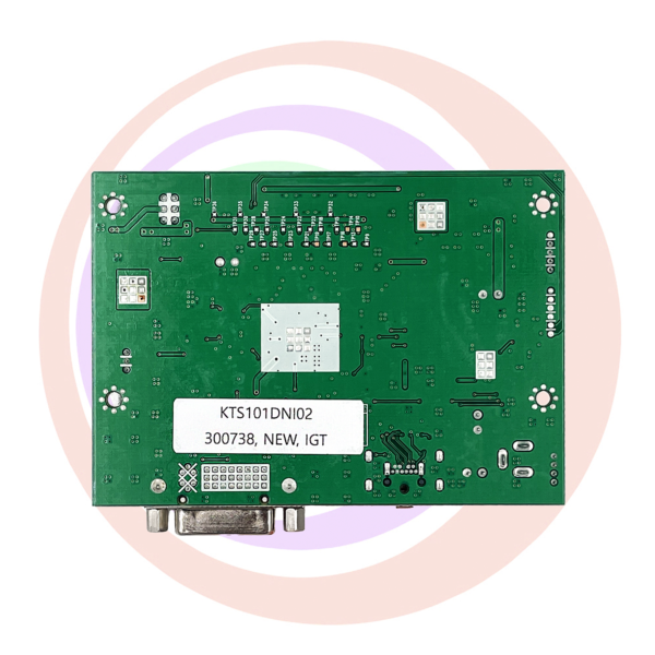 A green IGT 10.1" Display, AD Board 10.1",PBA-AD>GERANIUM-10,V0.1,FOR KTS101DN102,IGT, GETT Part ADB158 with a number on it.