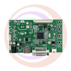 A green AD Board for Kortek Monitor with a number of components on it.