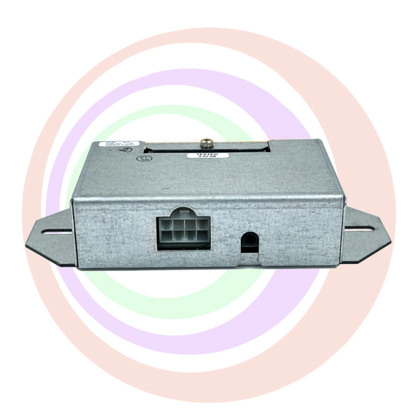 A grey Balley i-View sound box with a circular pattern on it.